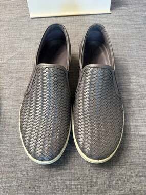 ECCO Soft 7 Woven Metallic Pewter Slip-On Sneakers Women's Size 9-9.5 EU 40